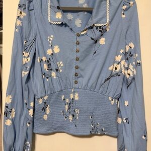 Maeve smocked button down top